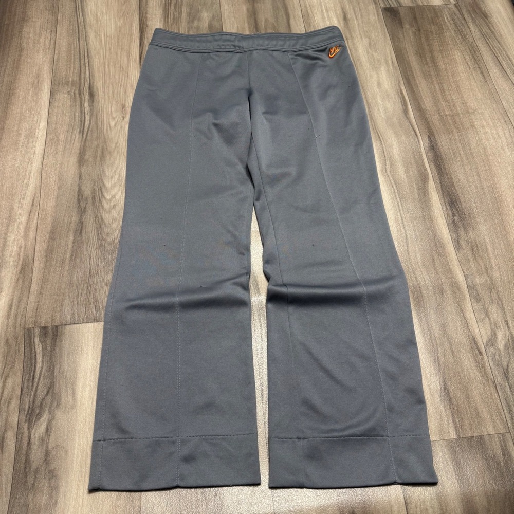 Nike Sportswear Grey Wide Leg Track Pants Orange Logo L 1319
